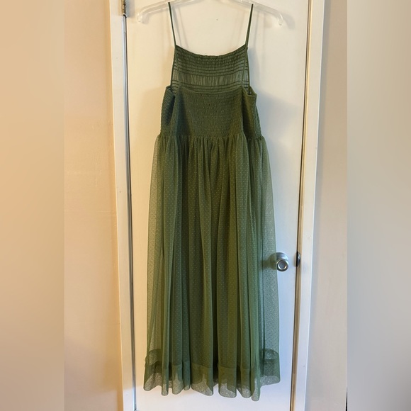 Free People Can't Stop Won't Stop Green Mesh Slip Dress - Picture 4 of 7
